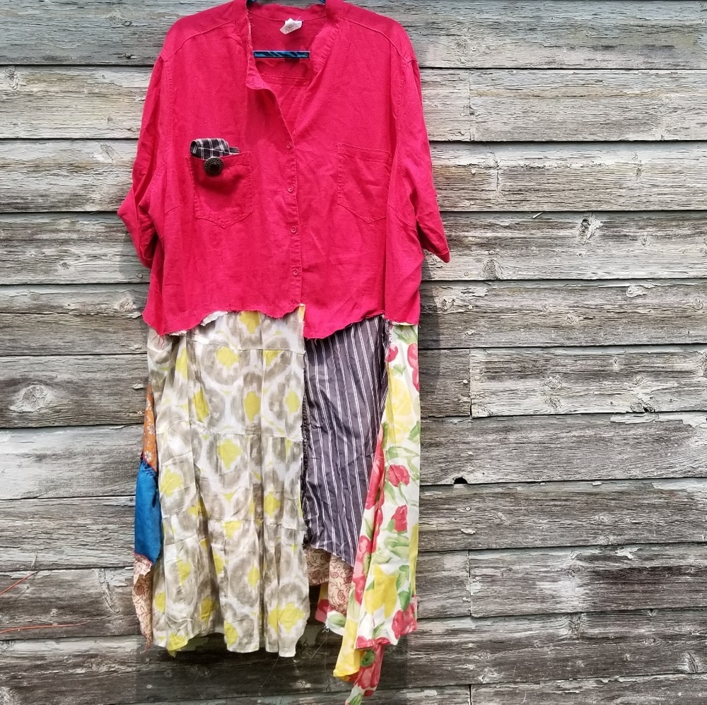 Boho Patchwork Tunic dress Upcycled